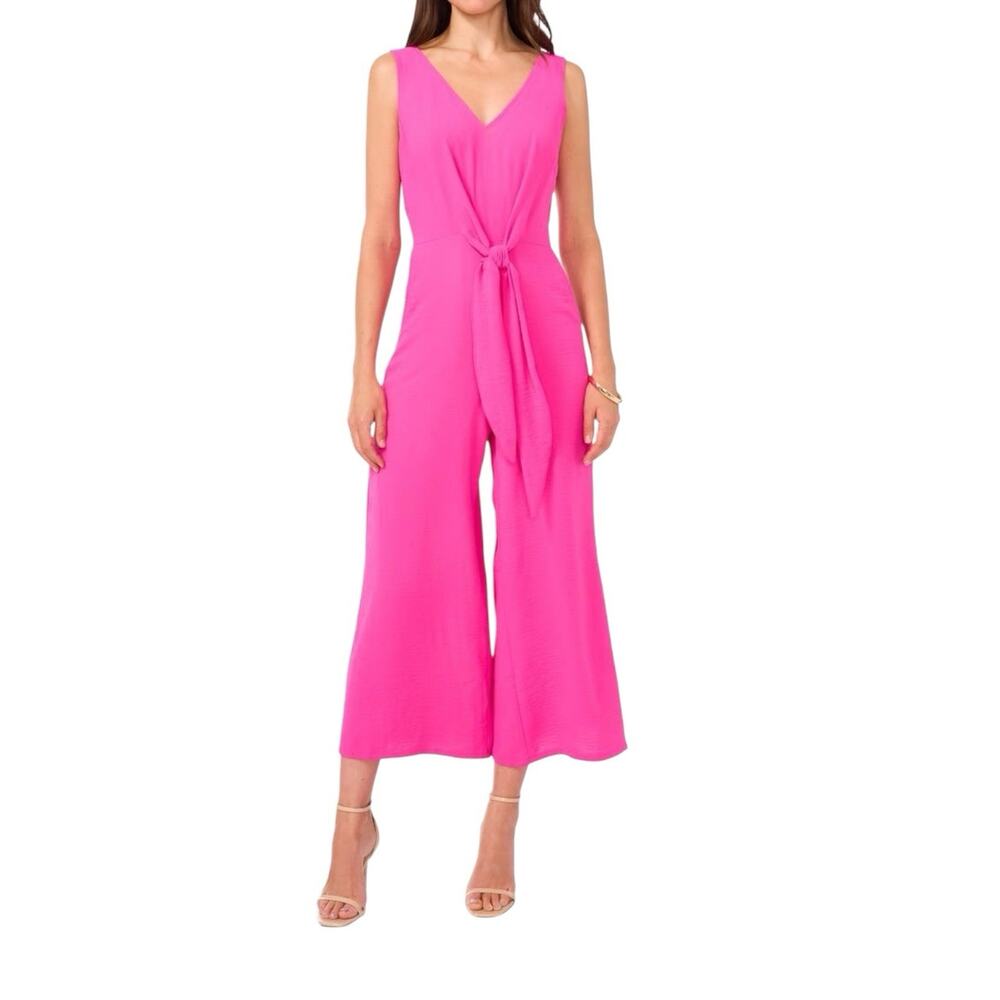 Vince Camuto Womens Jumpsuit Tie Front Wide Leg Sleeveless Pink Size‎ 10
